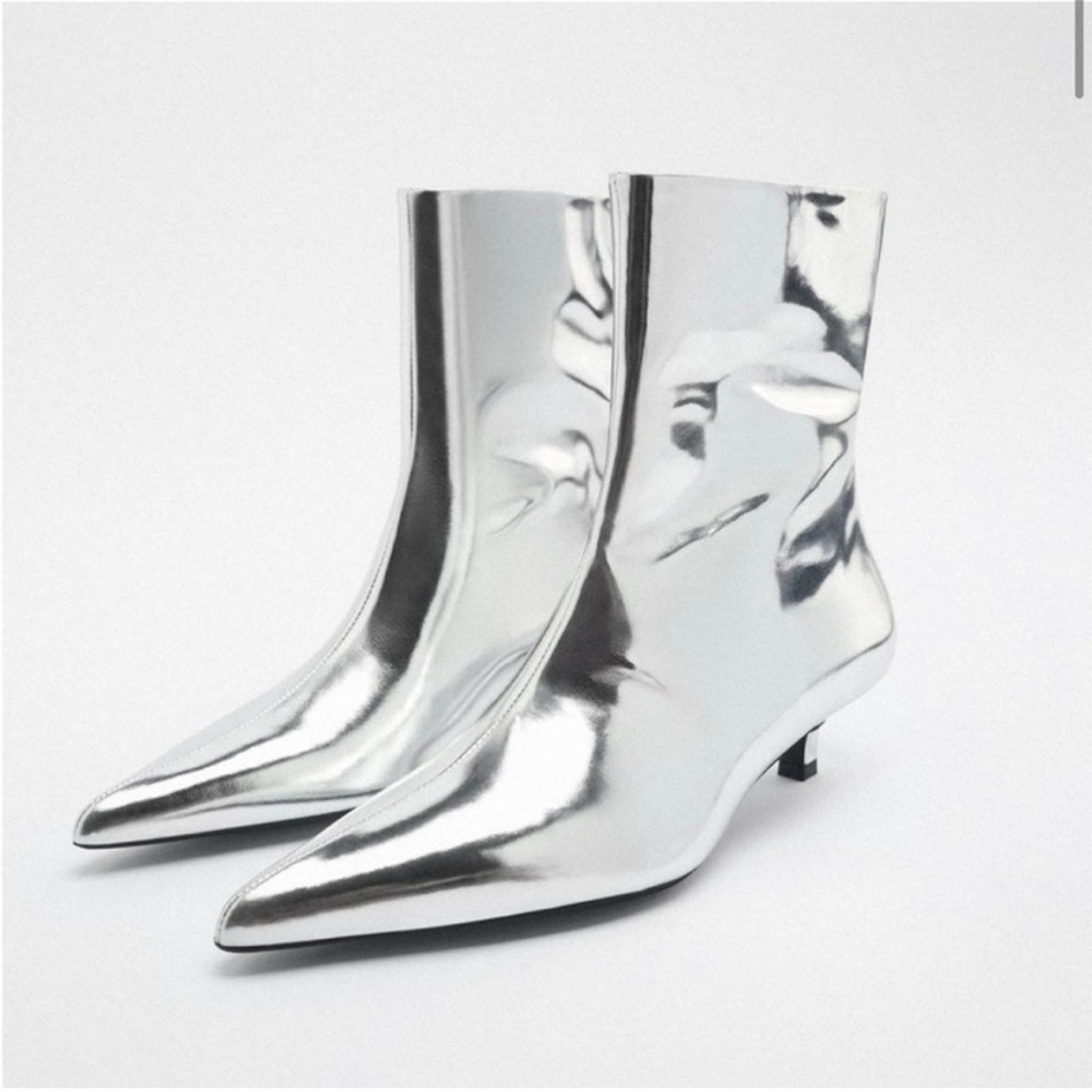 Zara silver metalic boots